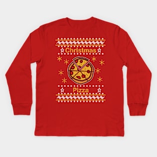 Food Ugly Christmas Sweaters Pizza Kids Long Sleeve T-Shirt